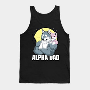 Alpha Dad With Girl Daughter Wolf Father'S Day Tank Top